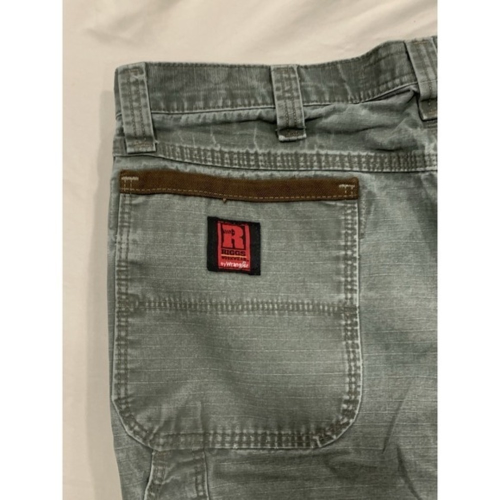 Wrangler Riggs Workwear Pants 38x32 Green Utility Carpenter Heavy Duty Canvas - Picture 5 of 12